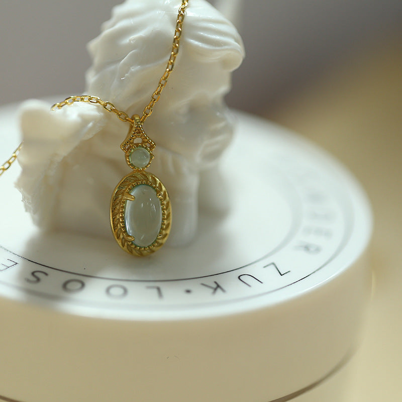 925 sterling silver aquamarine pendant necklace - golden