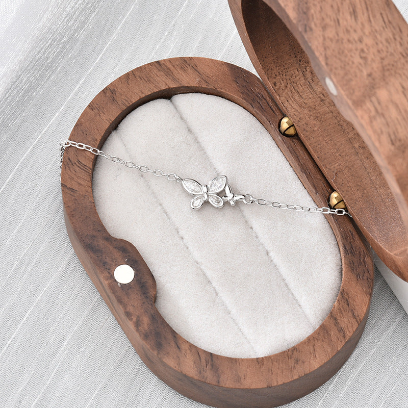 S925 Sterling Silver "Butterfly & Flower" Bracelet
