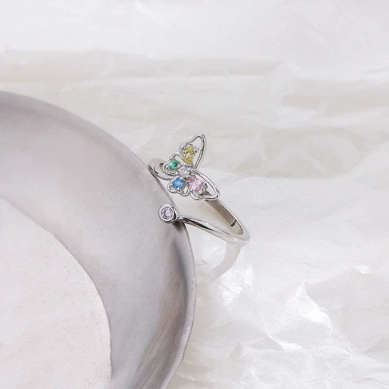 925 sterling silver butterfly ring - silvery