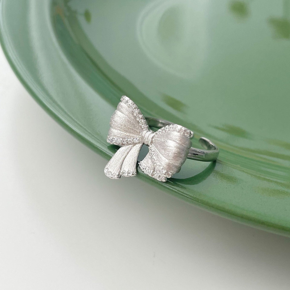 925 sterling silver bowknot ring - silvery