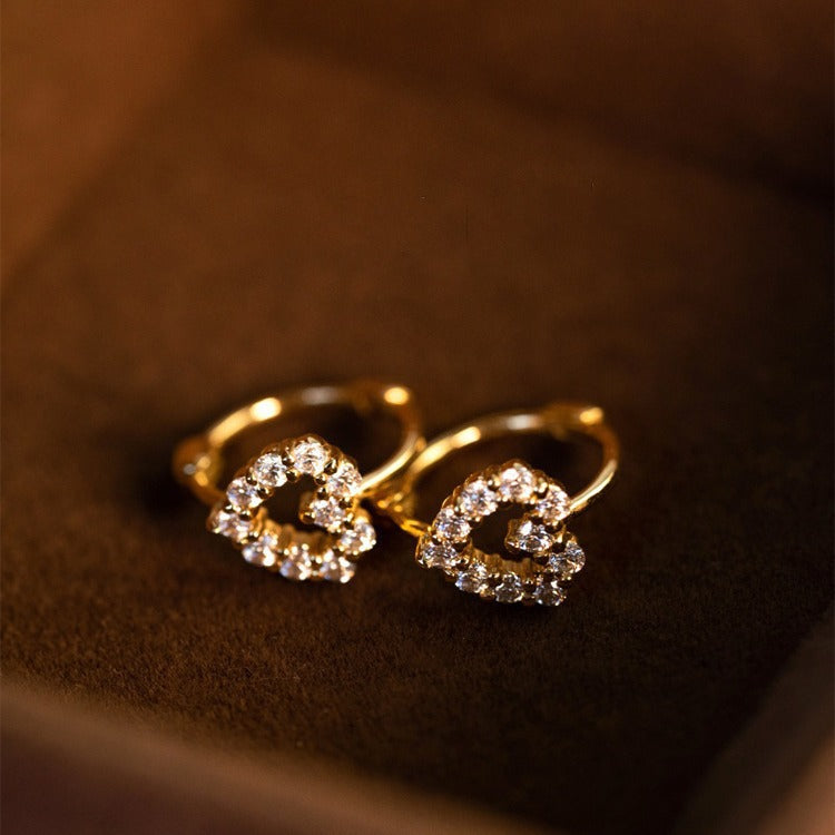 925 sterling silver heart-shaped ear buckle - golden