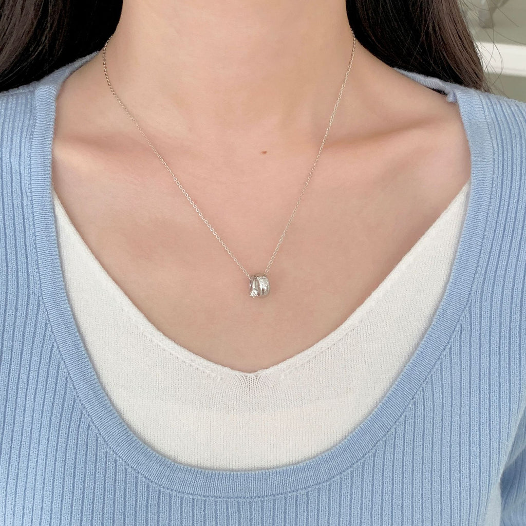 925 sterling silver double ring pendant necklace