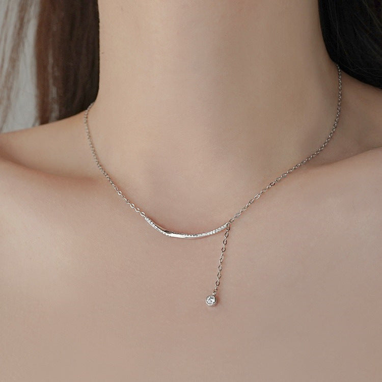 925 sterling silver smile tassel necklace - silvery