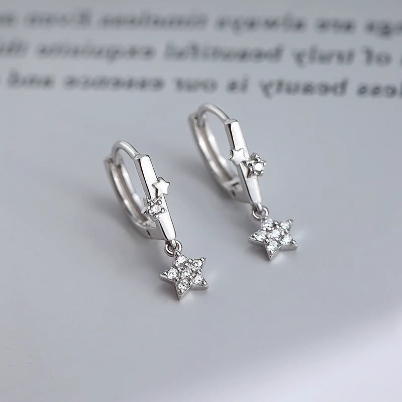 925 sterling silver star pendant ear buckle
