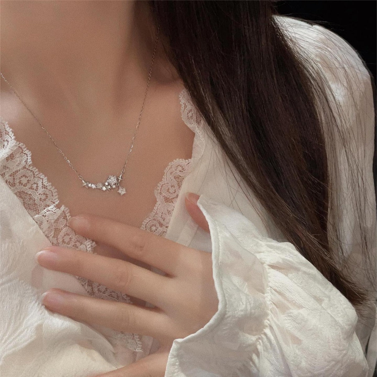 925 sterling silver star pendant necklace - silvery
