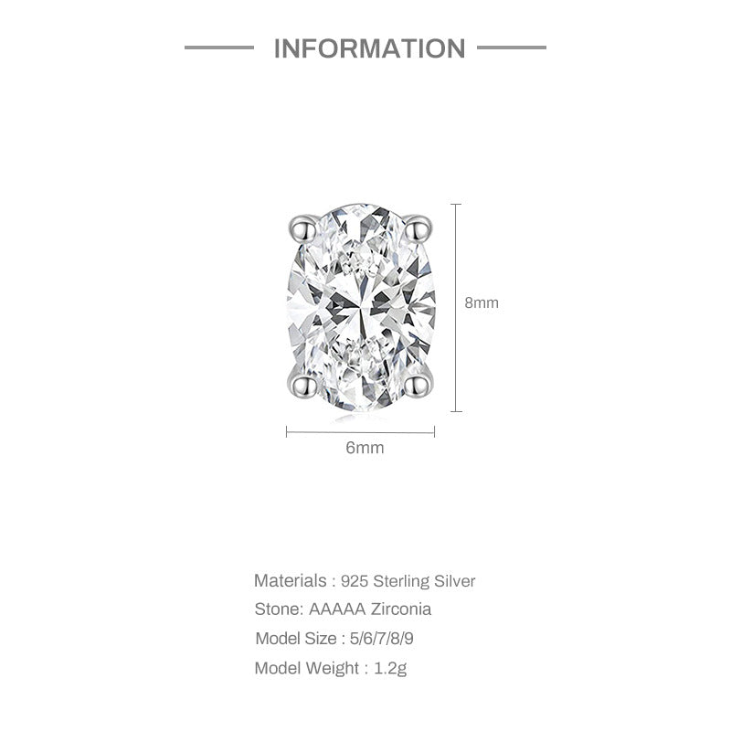 S925 sterling silver geometric square zircon earrings