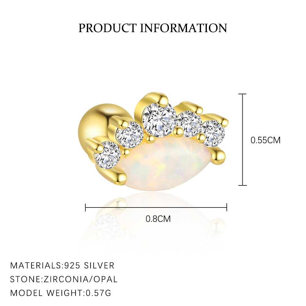 S925 Sterling Silver Zircon Round-Stud Earrings