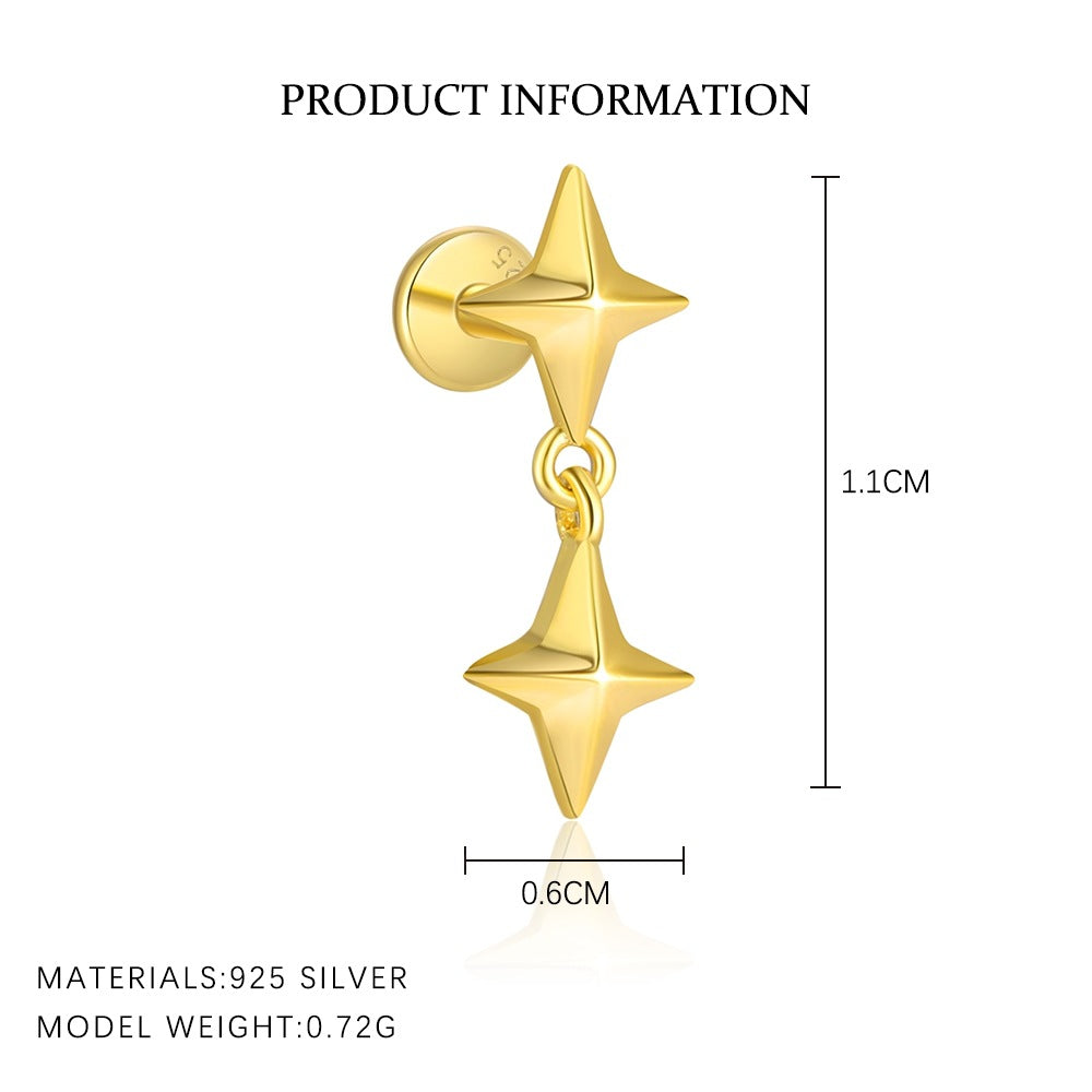 S925 Sterling Silver Irregular Zircon Stud Earrings