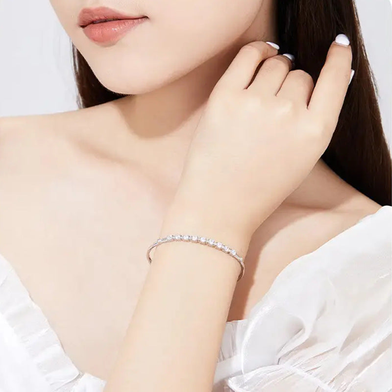 S925 Sterling Silver Moissanite Row Bracelet