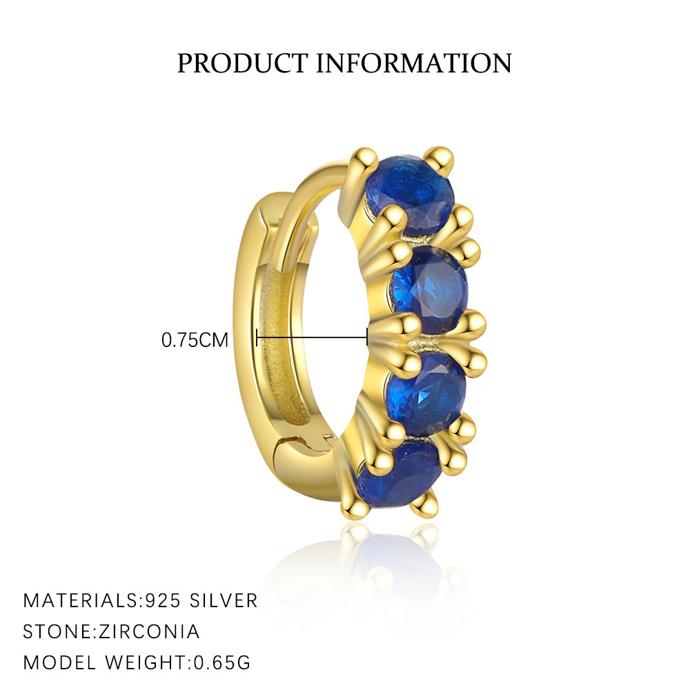 S925 Sterling Silver Colorful Zircon Huggie Earrings