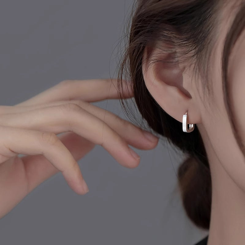 S925 sterling silver square earrings