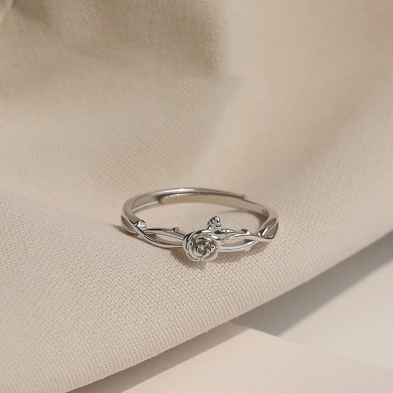 S925 sterling silver rose ring
