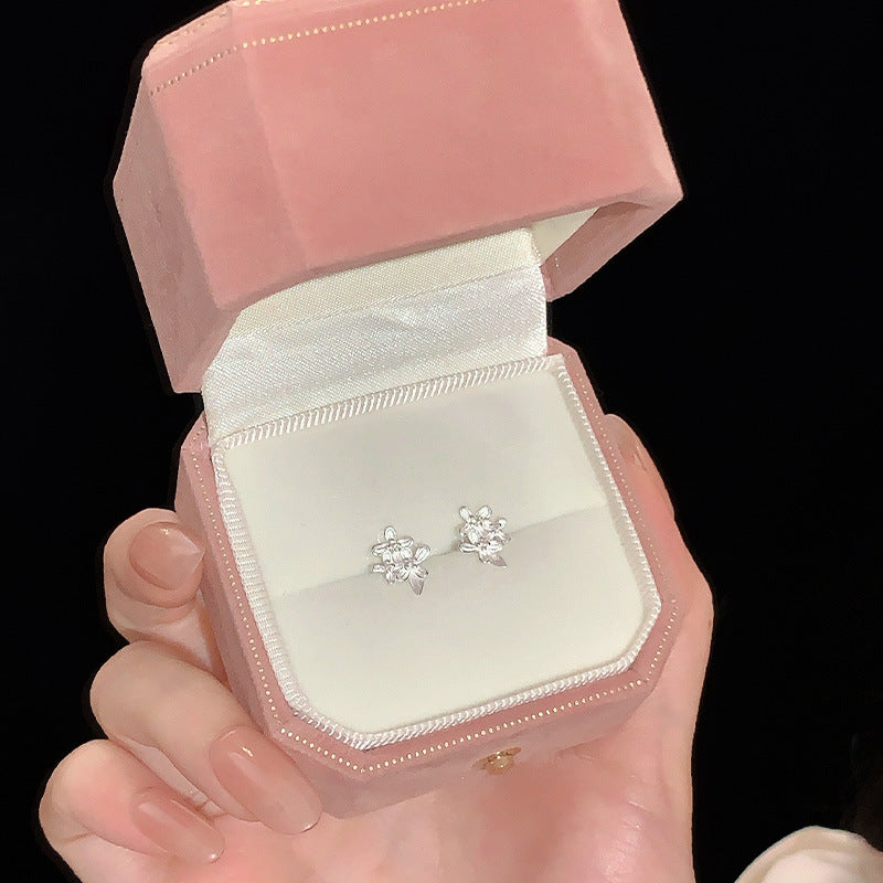 S925 sterling silver flower earrings