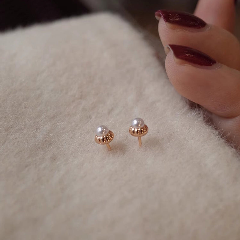 925 sterling silver vintage pearl earrings - champagne golden