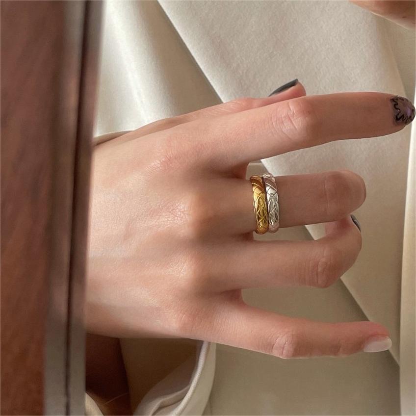 S925 sterling silver striped open ring