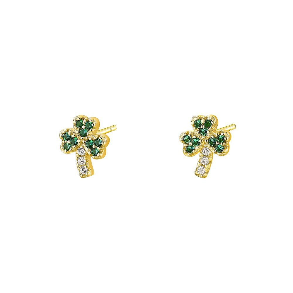 S925 Sterling Silver Small Stud Earrings with Colorful Cubic Zirconia