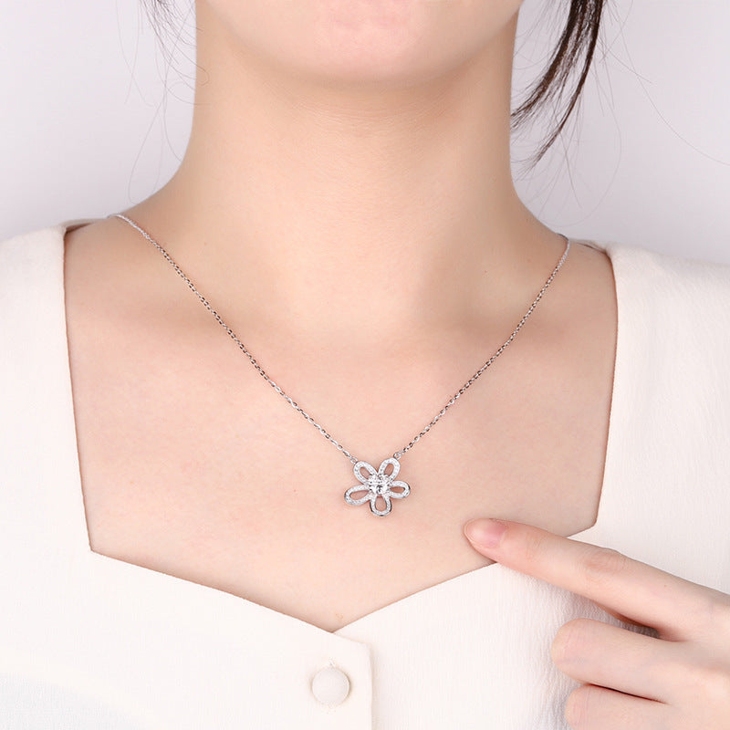 S925 Sterling Silver Moissanite Sunflower Necklace