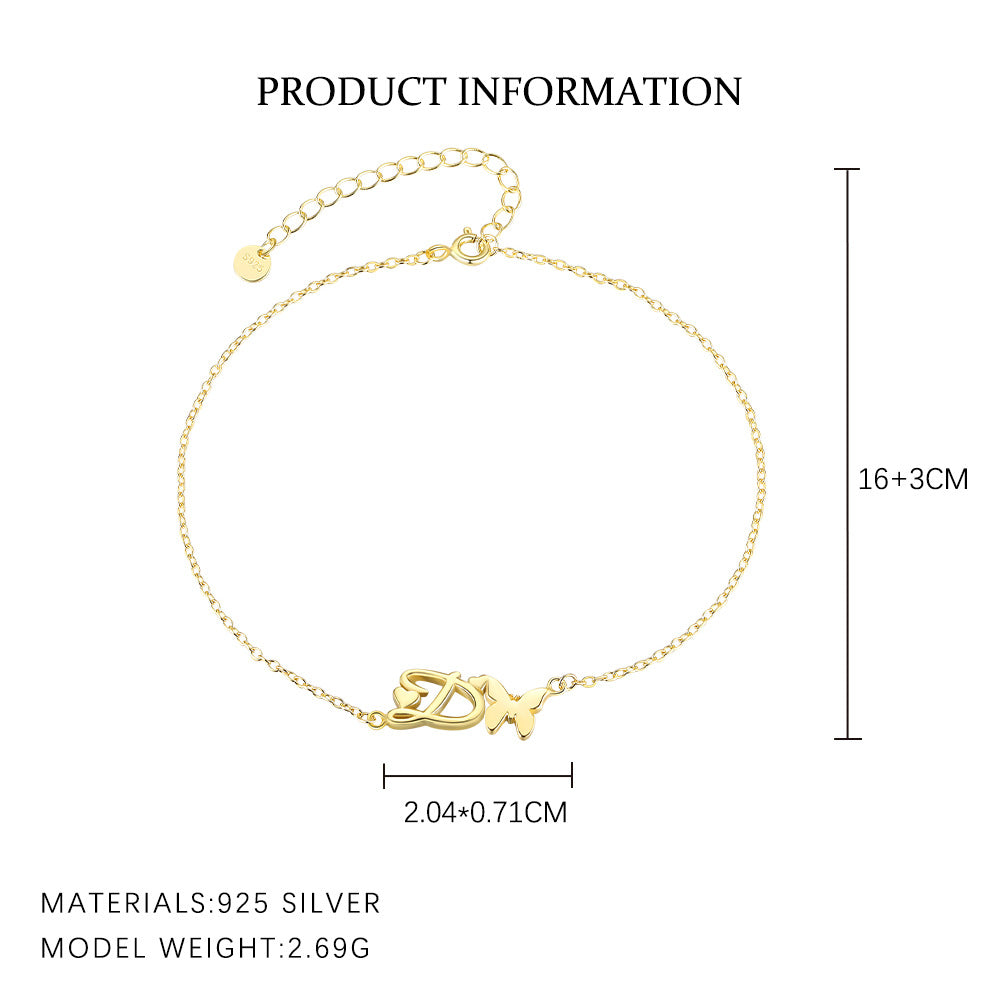 S925 Sterling Silver 26-Letter Bracelet