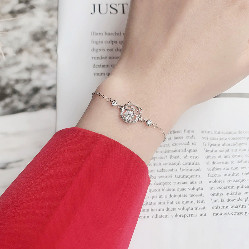 925 Sterling Silver Cute Cartoon Animal Moissanite Bracelet