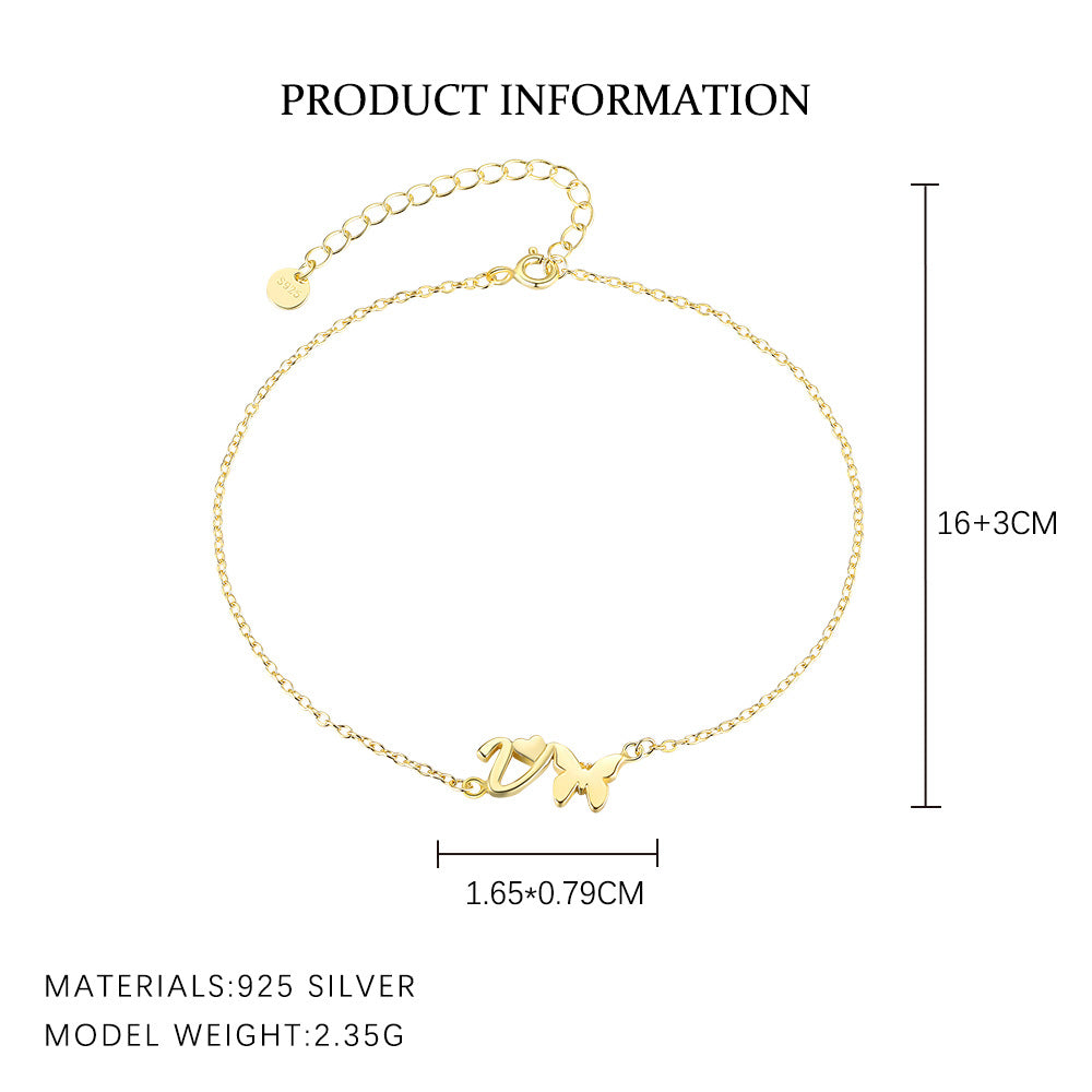 S925 Sterling Silver 26-Letter Bracelet