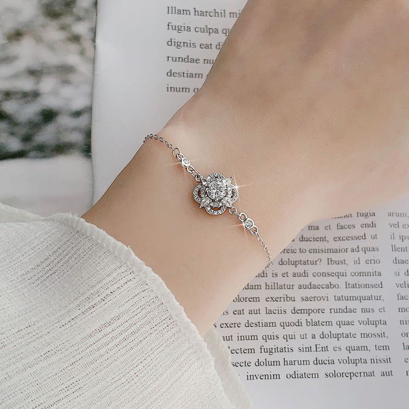 925 Sterling Silver Moissanite Four-Leaf Clover Bracelet
