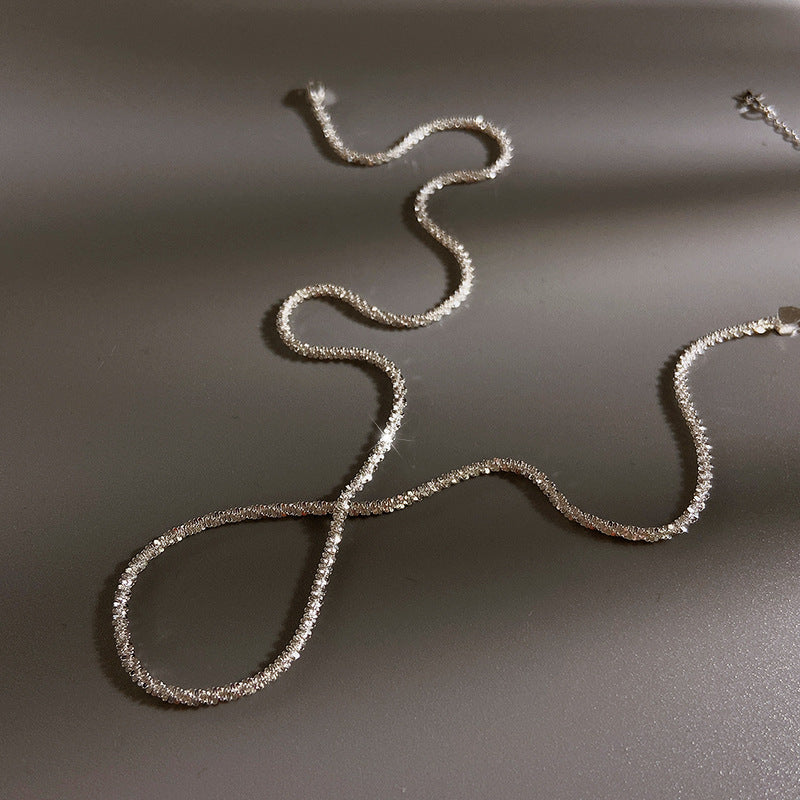 925 sterling silver sparkling necklace - silvery