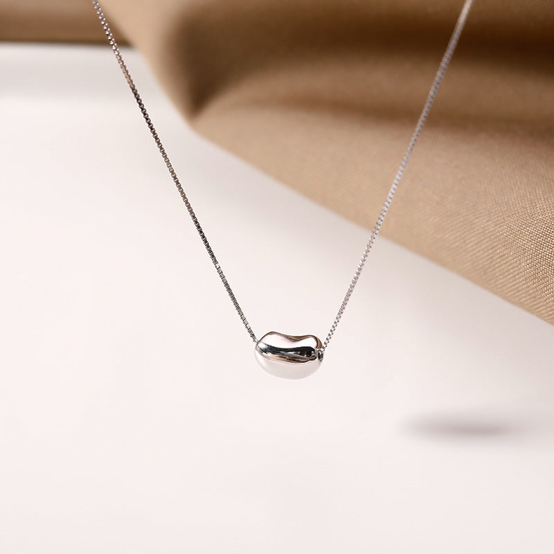 925 sterling silver bean pendant necklace