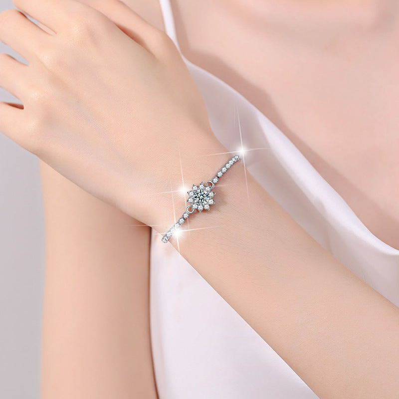 S925 Silver Moissanite Sunflower Bracelet