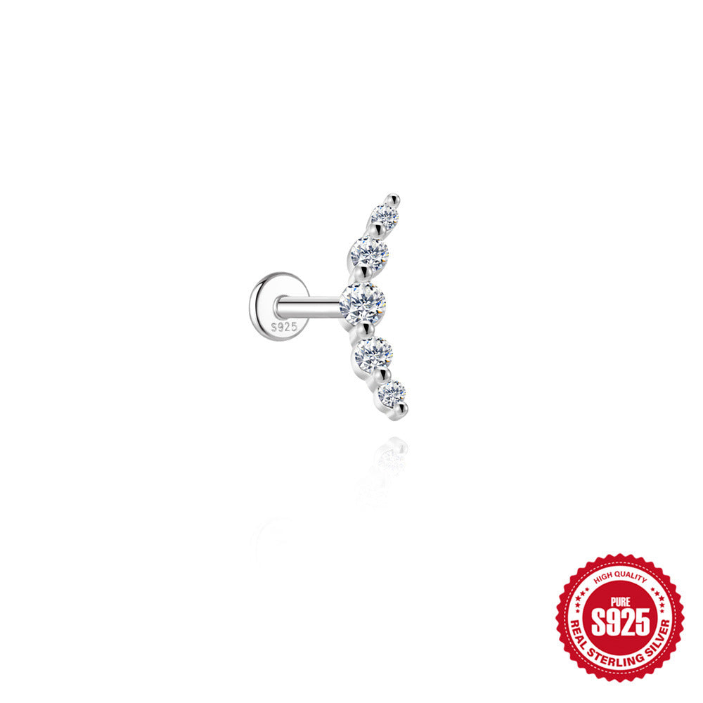 S925 Sterling Silver Square Star & Moon Moissanite Stud Earrings