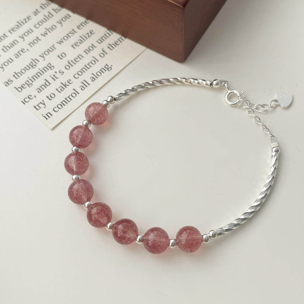 925 sterling silver strawberry crystal bracelet