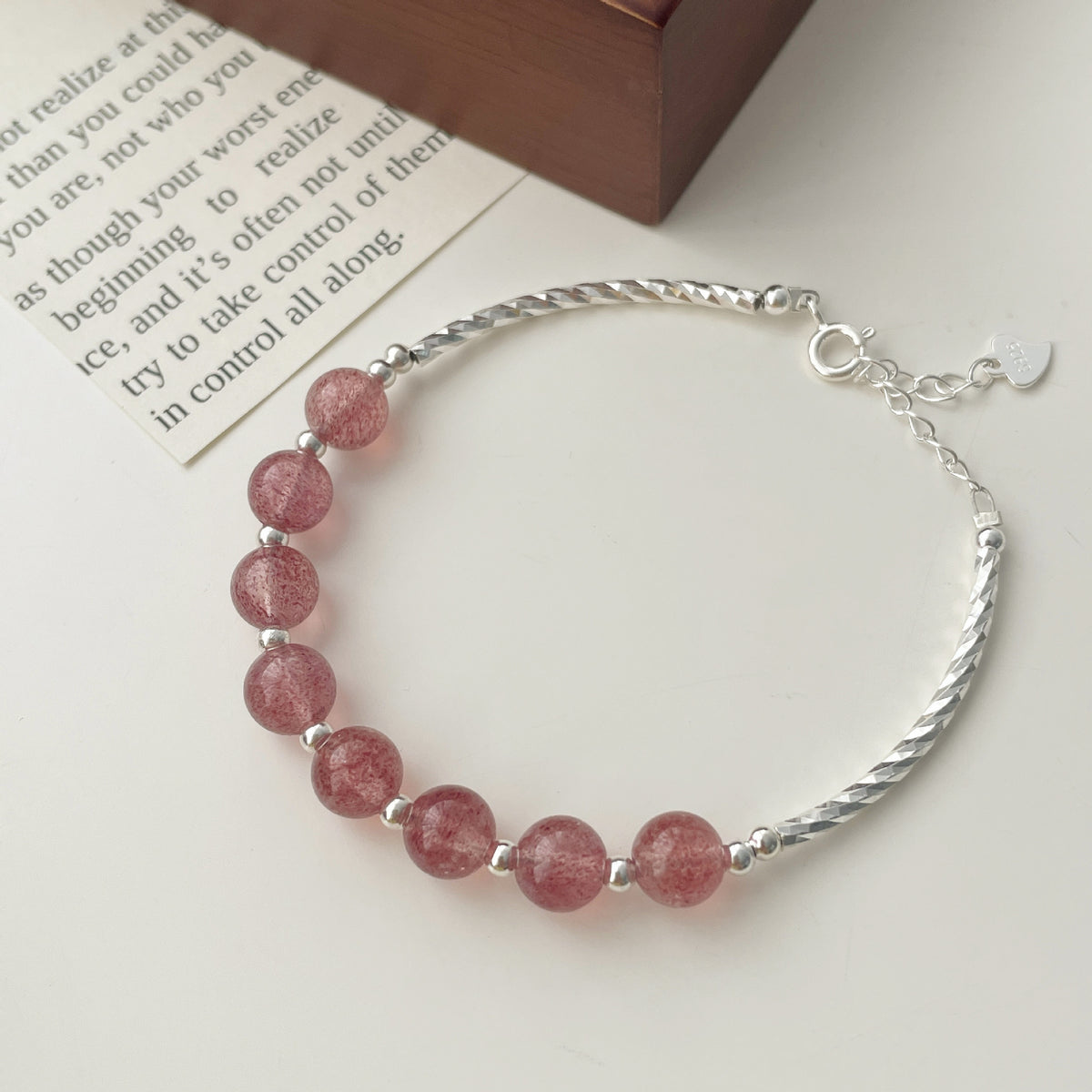 925 sterling silver strawberry crystal bracelet