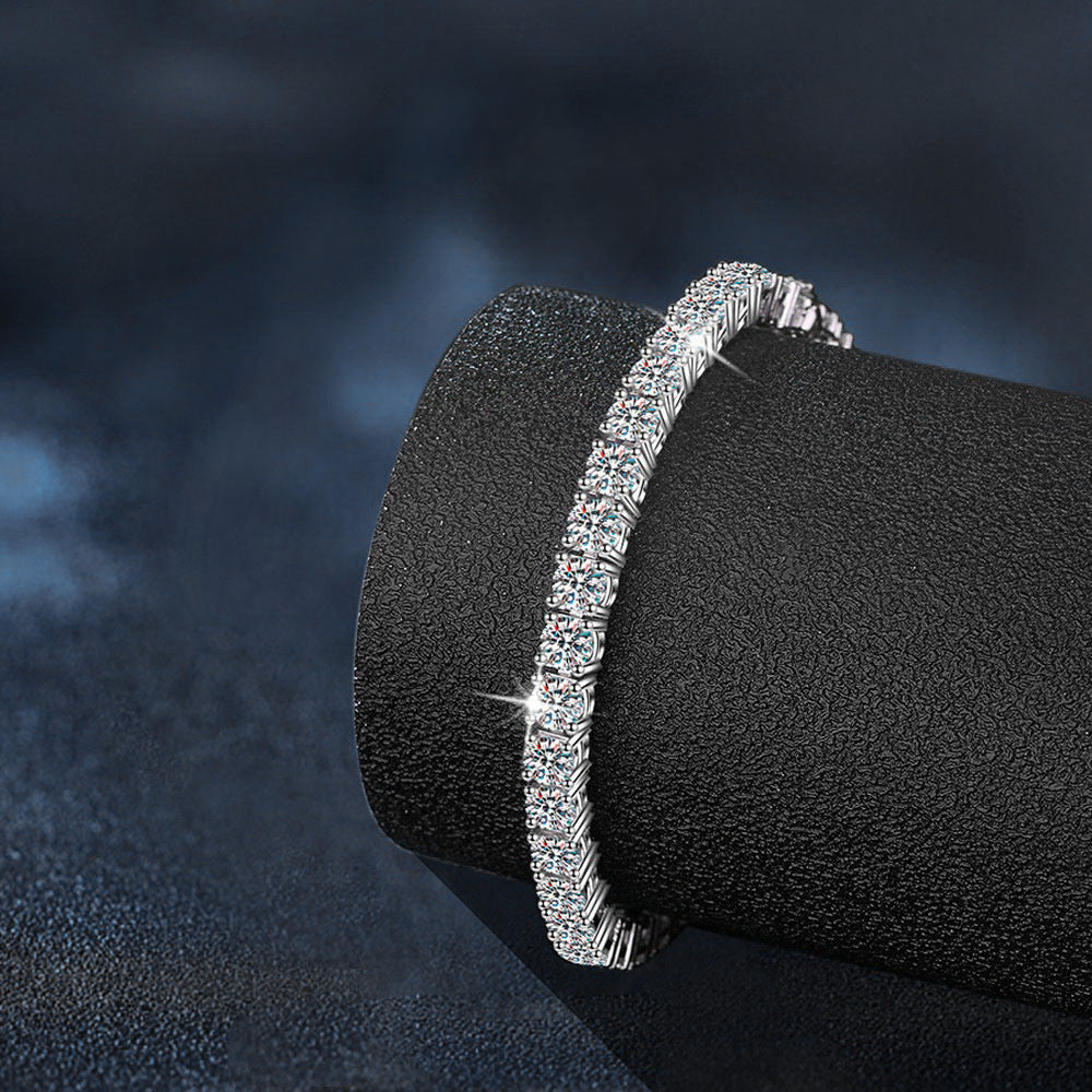 S925 Sterling Silver Bracelet Fully Set with Moissanite