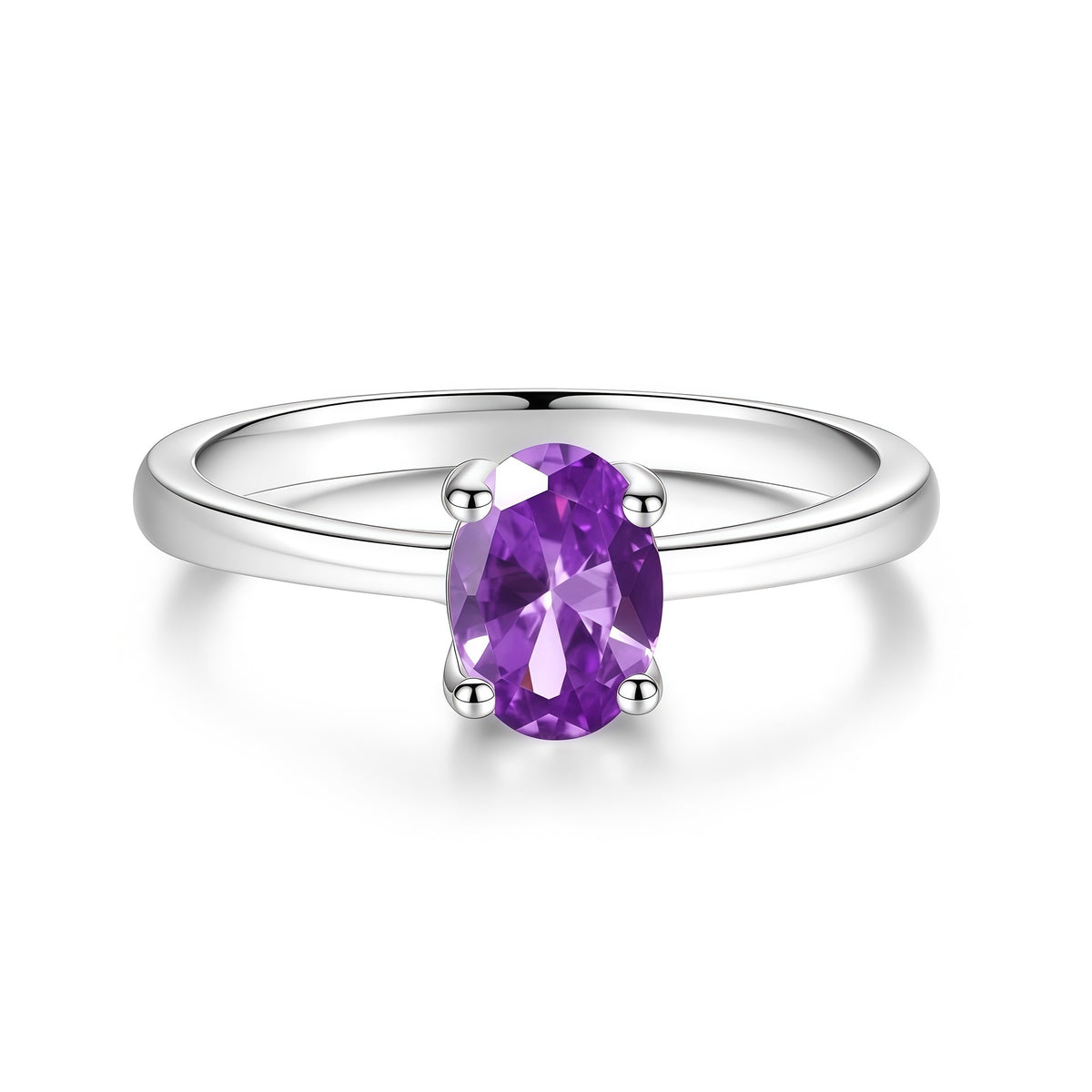 S925 Silver Oval-Shaped Ring with Colored Moissanite