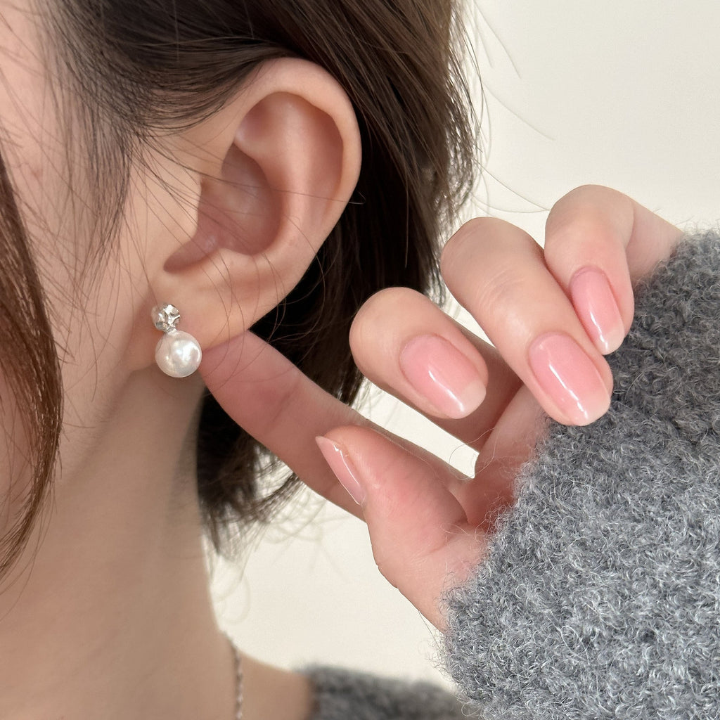 925 sterling silver pearl earrings - silvery