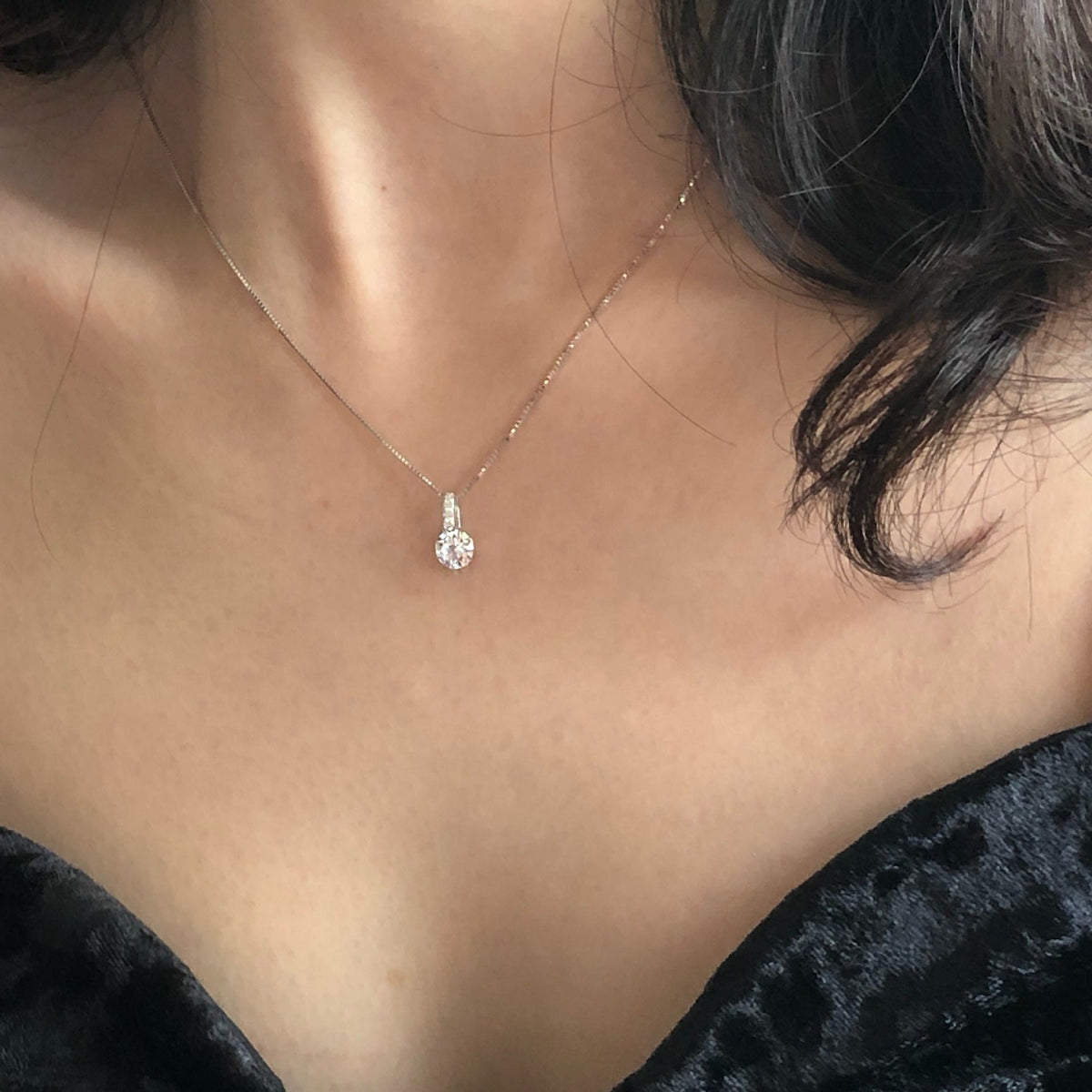 925 sterling silver zircon necklace