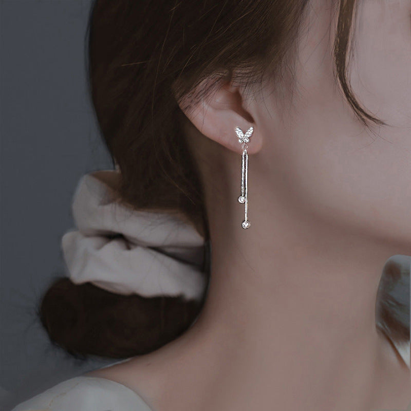 925 sterling silver long earrings - silvery