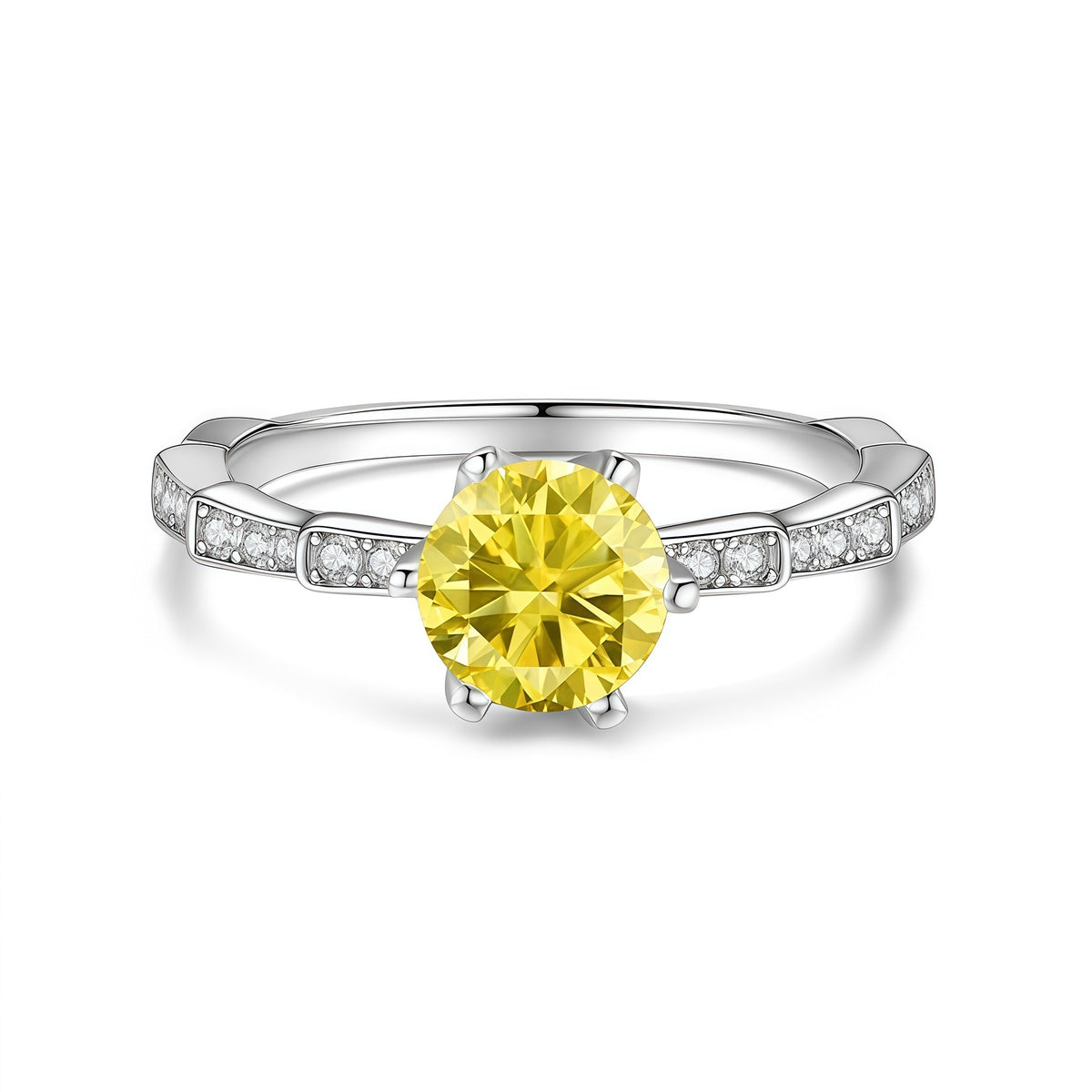 S925 Sterling Silver Snake Ring with Six-Prong Set Colored Moissanite