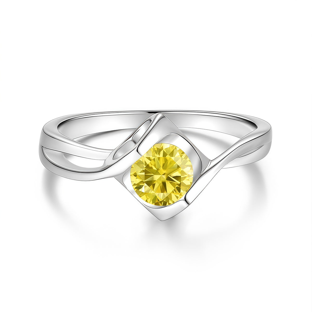 S925 Twisted Ring with Colored Moissanite
