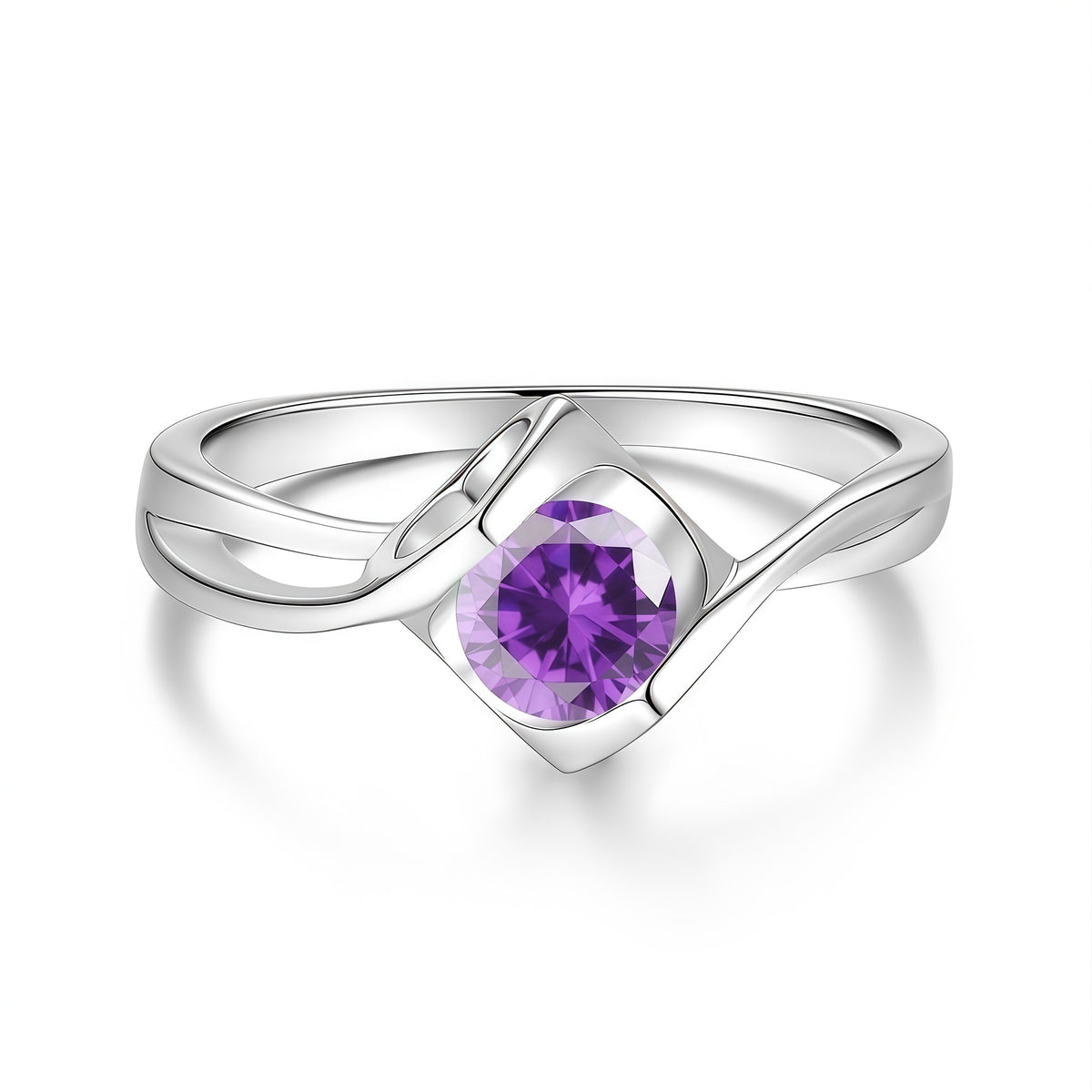 S925 Twisted Ring with Colored Moissanite