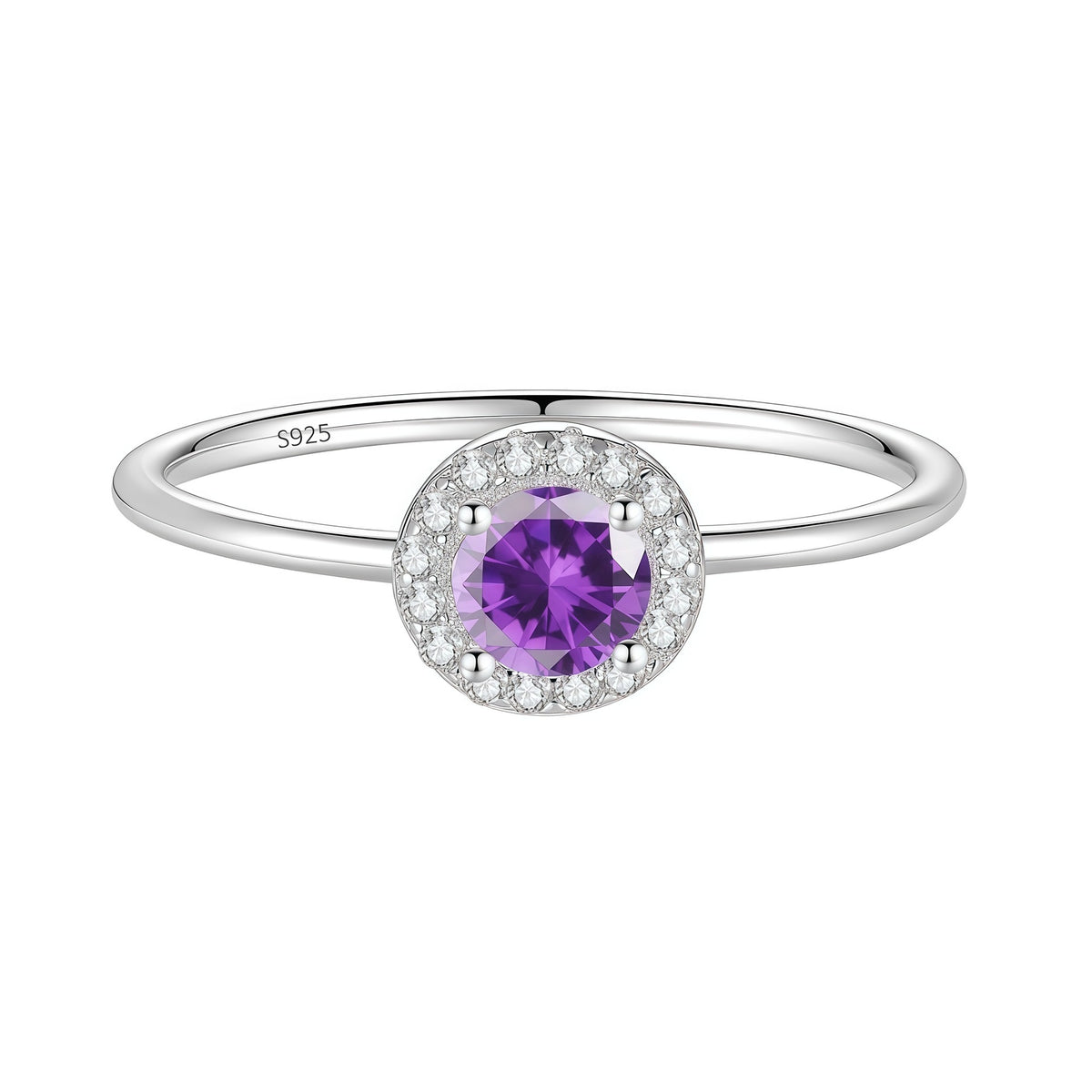 S925 Silver Round Ring with Colored Moissanite