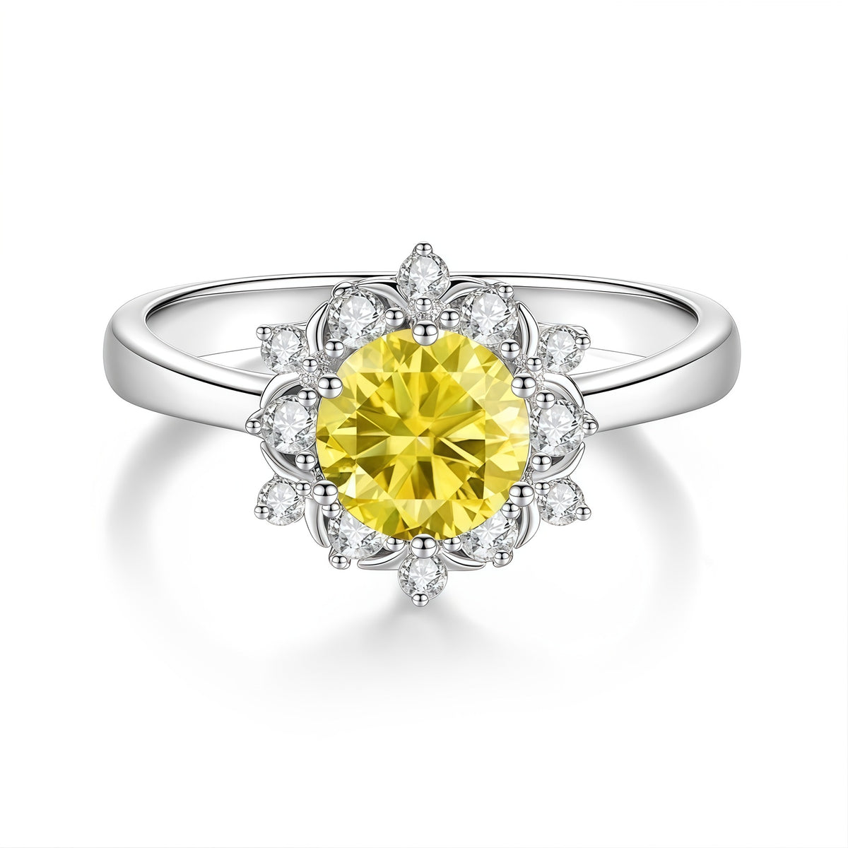 S925 Silver Ring with Colored Moissanite