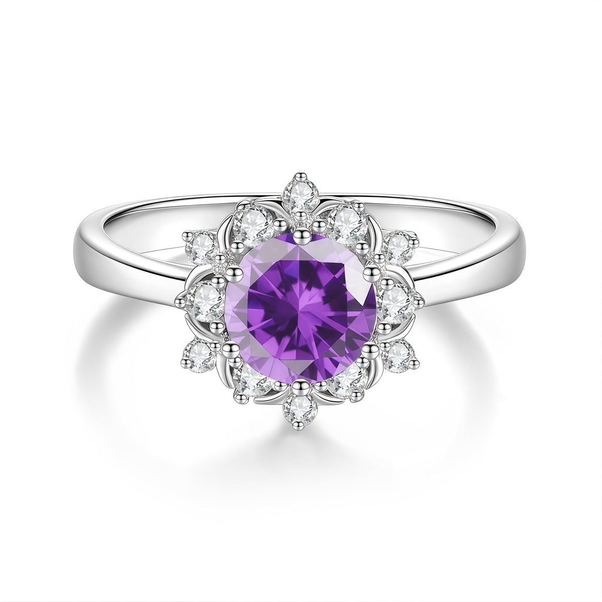 S925 Silver Ring with Colored Moissanite