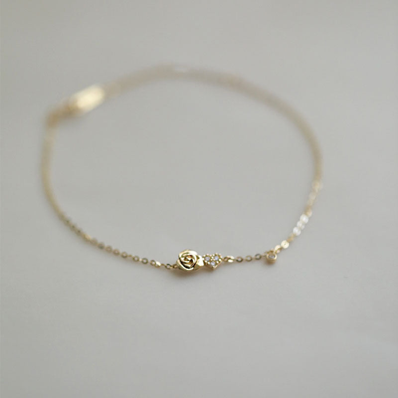 925 sterling silver rose bracelet - golden