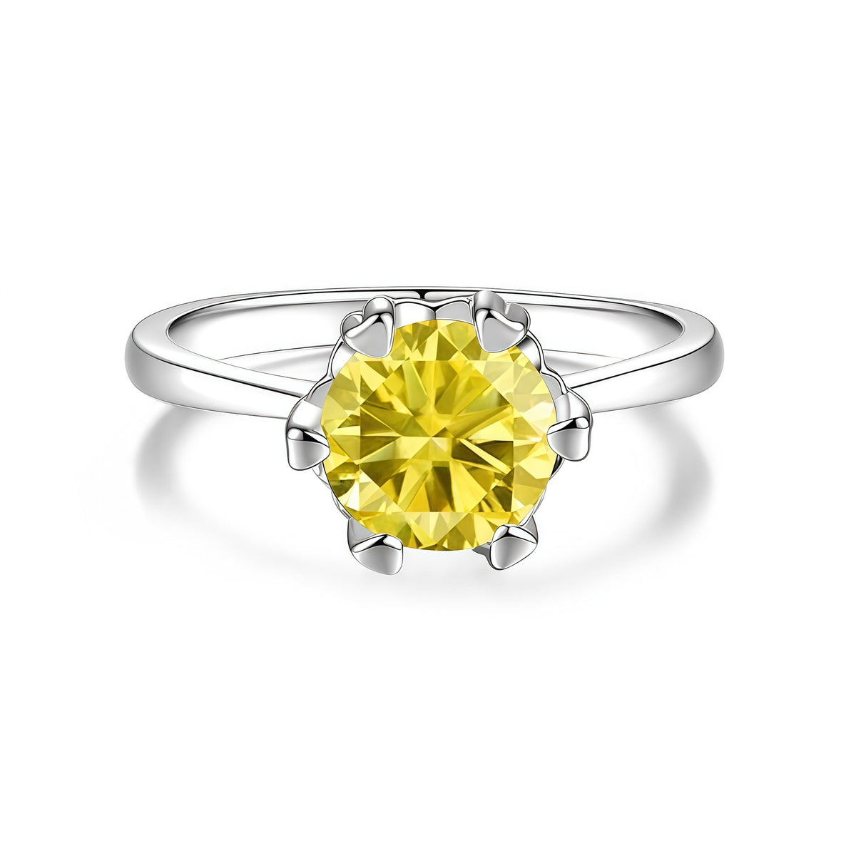 S925 Sterling Silver Six-Prong Moissanite Ring