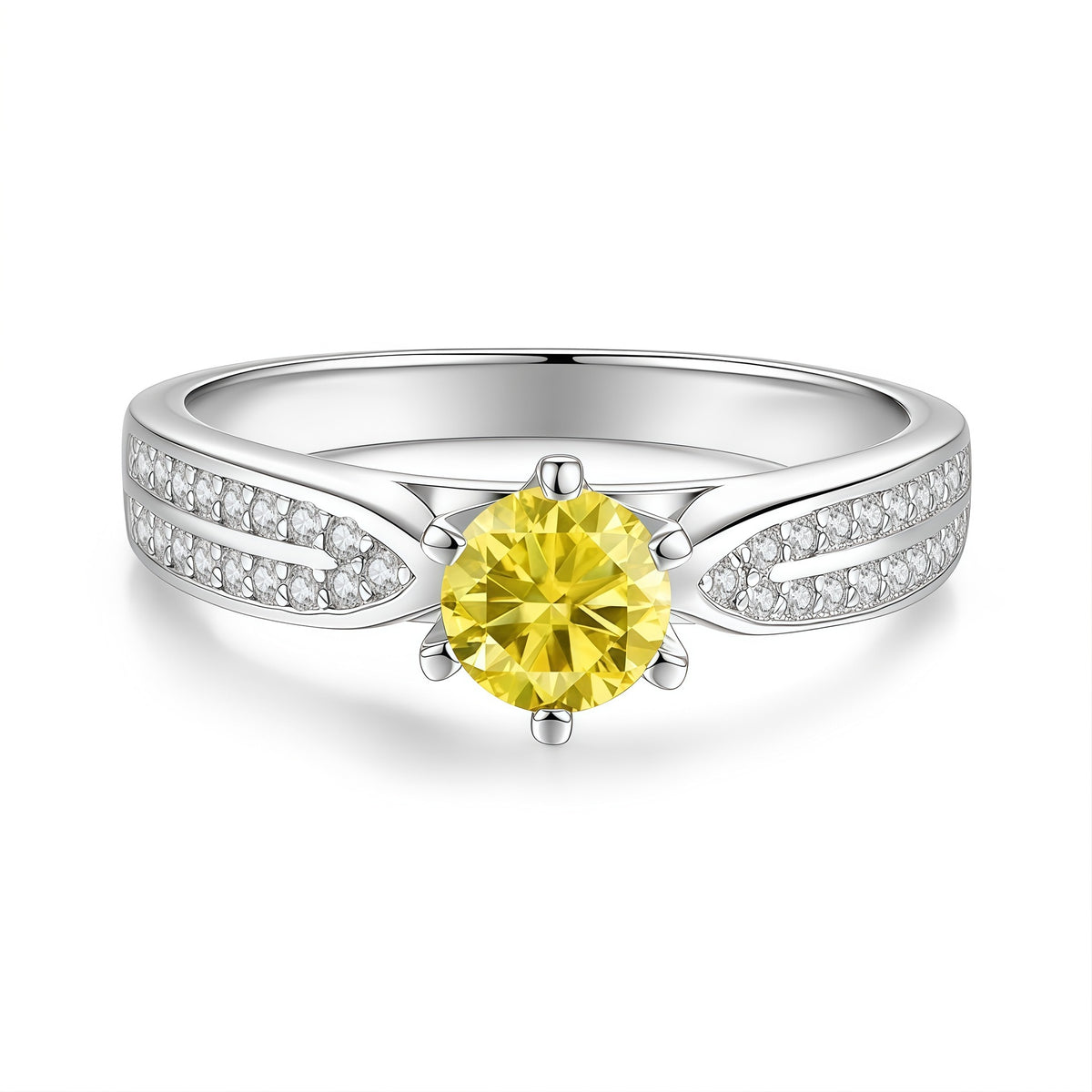 S925 Sterling Silver "Starlight Queen" Ring with Colorful Moissanite