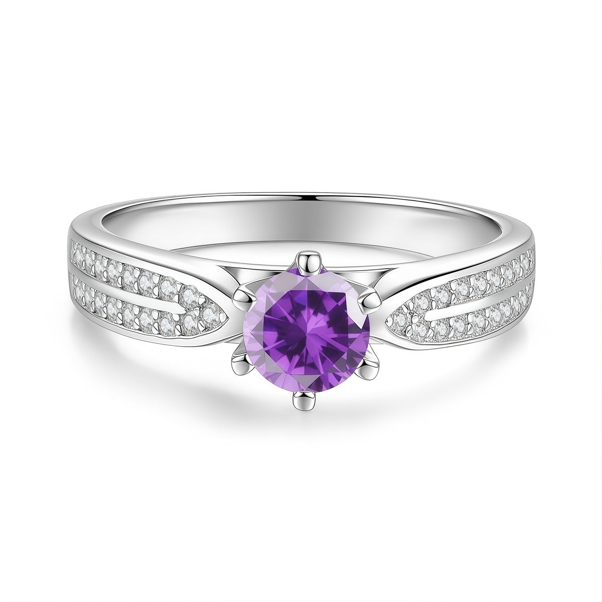 S925 Sterling Silver "Starlight Queen" Ring with Colorful Moissanite