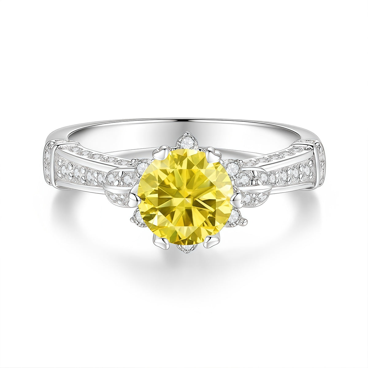 S925 Silver Colorful Moissanite Ring – Bouquet Design