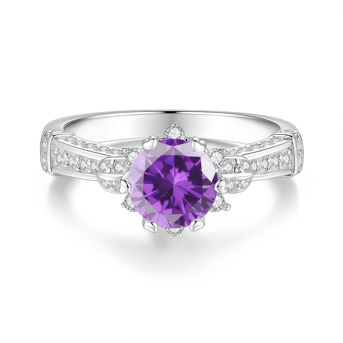 S925 Silver Colorful Moissanite Ring – Bouquet Design