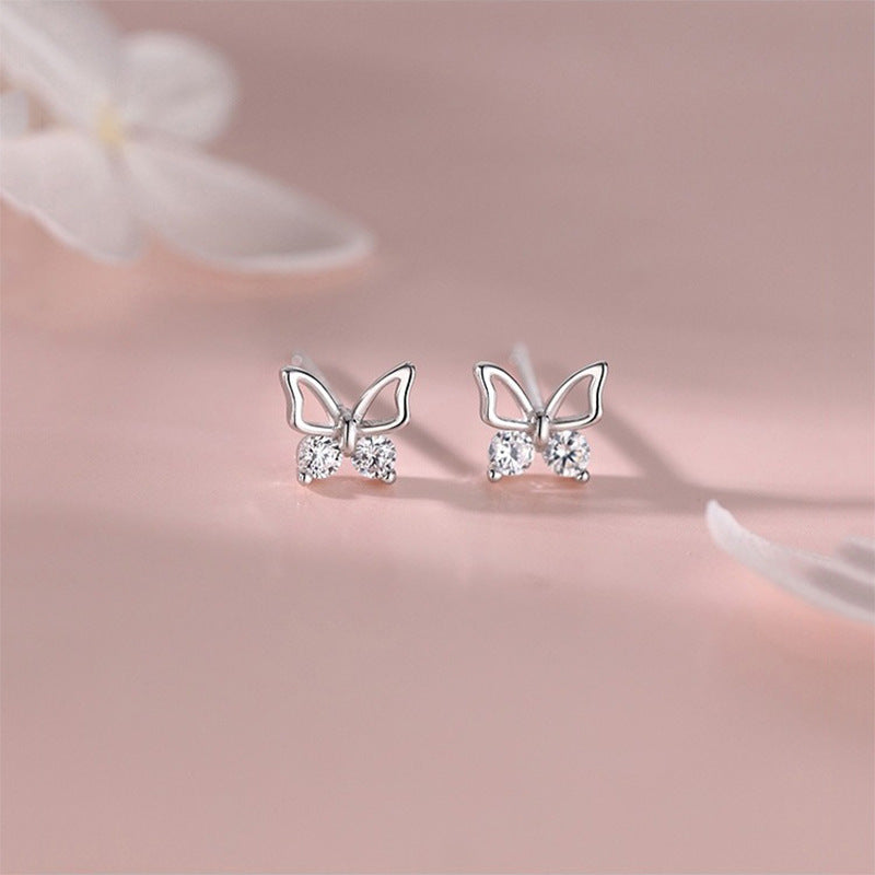 925 sterling silver butterfly earrings - silvery