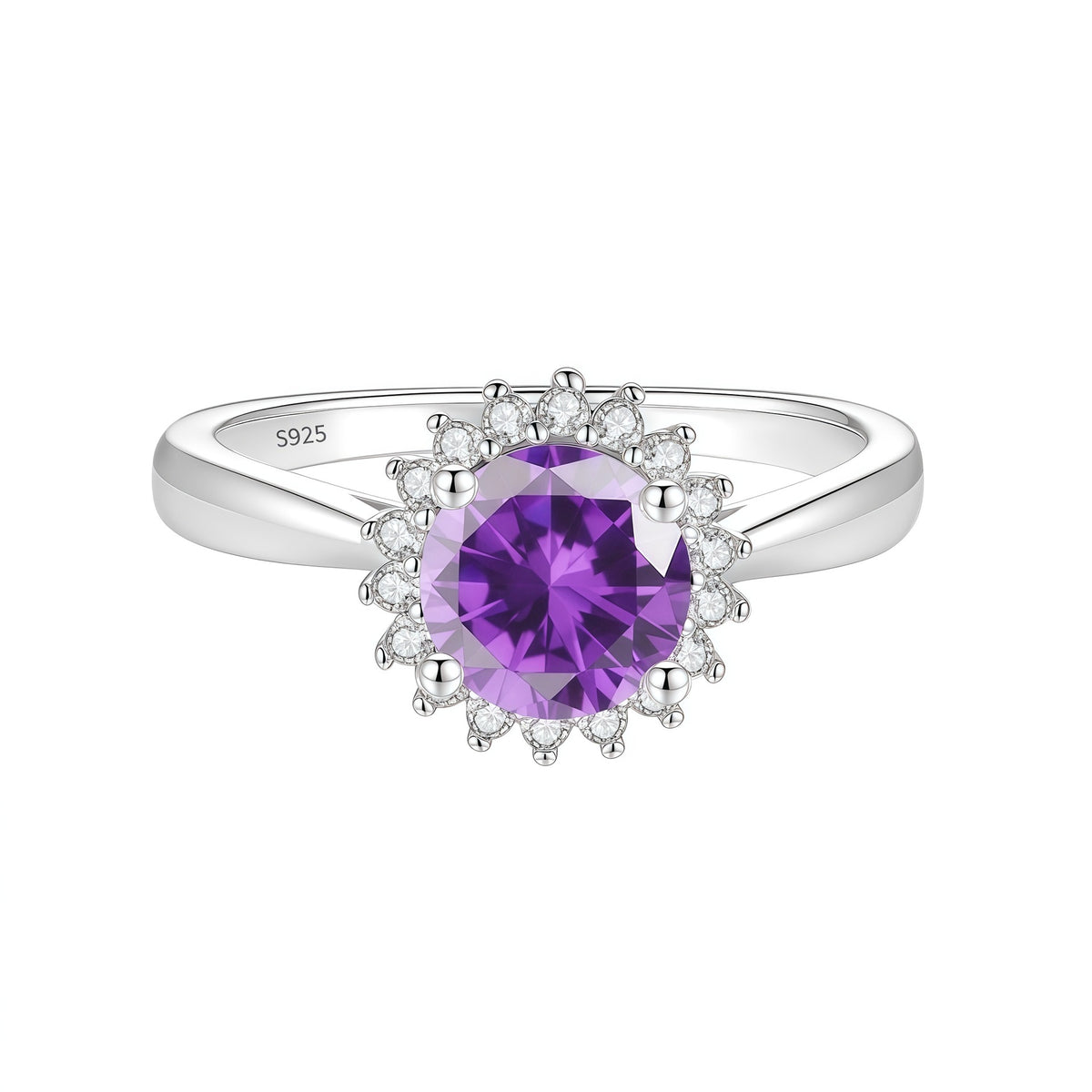 S925 Sterling Silver Sunflower Ring with Colorful Moissanite